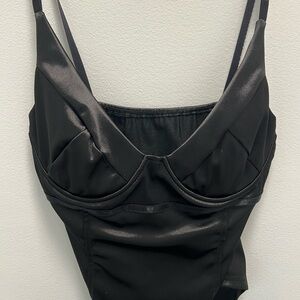 Women’s black bustier body suit